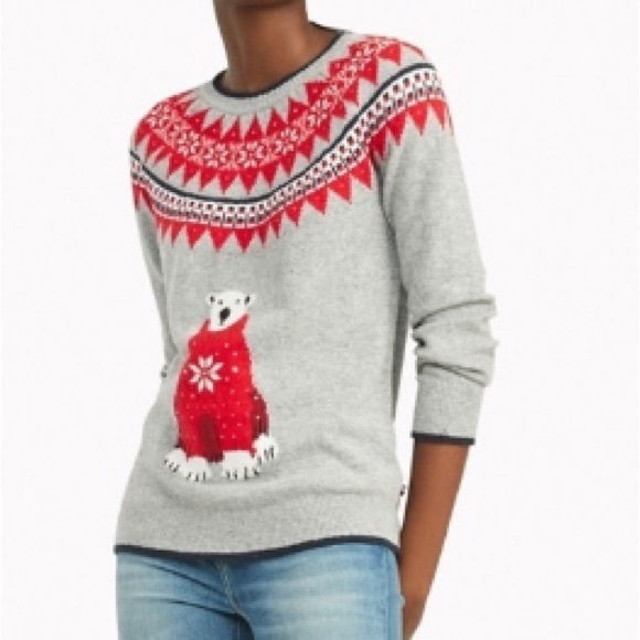 Tommy Hilfiger Fairisle Knit Pullover Polar Bear Holiday Sweater - Picture 1 of 11